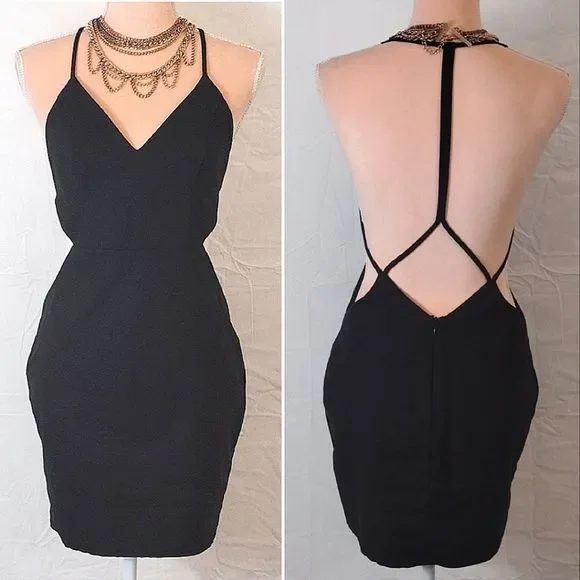 Tobi Black Side & Back Cutout Halter Bodycon Mini Dress - Picture 1 of 16